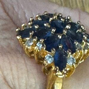 Elegant Gold plated and Blue Women's Ring